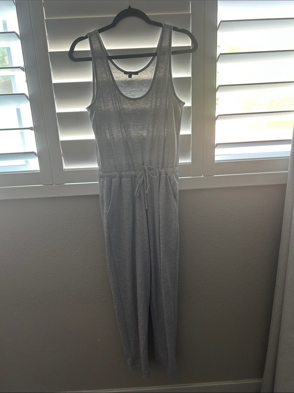 Ambiance Light Gray Sleeveless Drawstring Jumpsuit